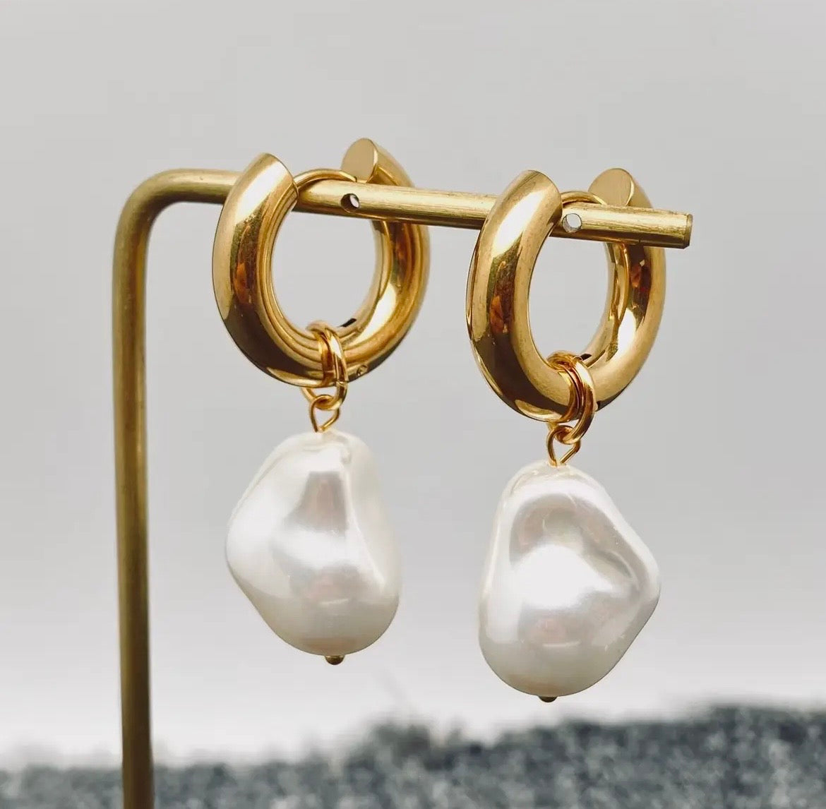Pearl Drop Hoops