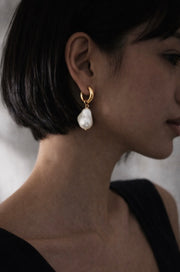 Pearl Drop Hoops