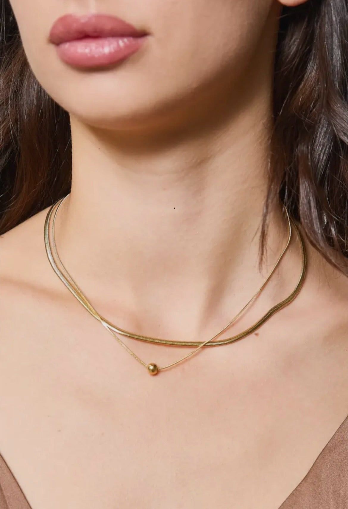 Léa – Doppellagige Halskette in Gold